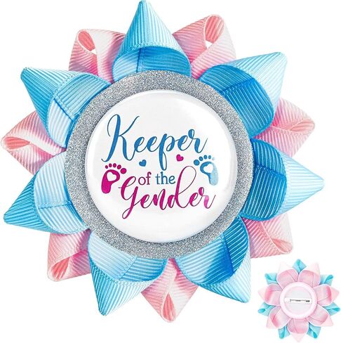 Keeper of The Gender Button Pins Gender Reveal Party Favors Buttons Light Blue and Pink Ribbon Pins for Reveal Party Decorations in Saudi Arabia