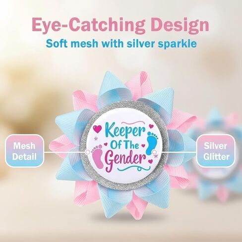 Keeper of The Gender Button Pins Gender Reveal Party Favors Buttons Light Blue and Pink Ribbon Pins for Reveal Party Decorations in Saudi Arabia
