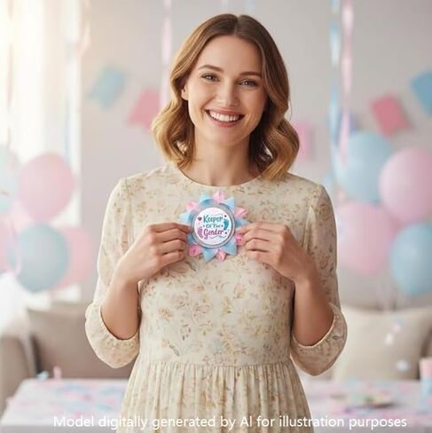 Keeper of The Gender Button Pins Gender Reveal Party Favors Buttons Light Blue and Pink Ribbon Pins for Reveal Party Decorations in Saudi Arabia