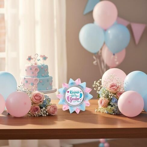 Keeper of The Gender Button Pins Gender Reveal Party Favors Buttons Light Blue and Pink Ribbon Pins for Reveal Party Decorations in Saudi Arabia