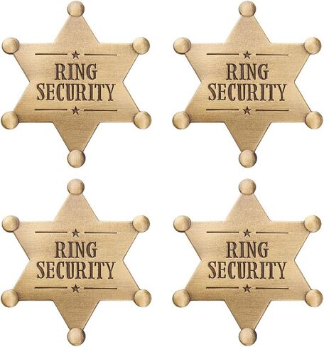 FINGERINSPIRE 4pc Ring Security Badge Metal Ring Bearer Badge Wedding Breastpin Security Gift Accessories for Wedding Keepsake, Party, Rehearsal, Boys, Youngs in Kuwait