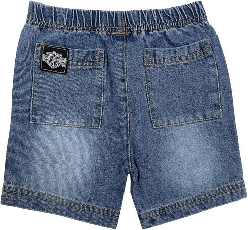 Harley-Davidson Little Boys' 2-Piece Toddler Knit Tee & Denim Shorts Set, Gray in Kuwait