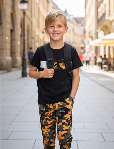 Boys Clothes Short Sleeve T-shirt and Camouflage Pants 2PCS Casual Summer Clothes for Kids 6-16 Years in Kuwait