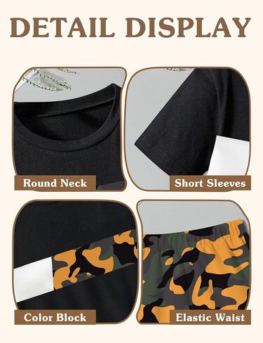 Boys Clothes Short Sleeve T-shirt and Camouflage Pants 2PCS Casual Summer Clothes for Kids 6-16 Years in Kuwait