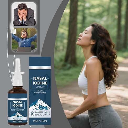 Nutramd Iodine Nasal Spray, Daily Nasal Cleanse & Care Mist with Iodine, Natural Mineral Nasal Cleanser for Dry Air, Travel & Daily Use, 2 fl oz/60ml in Saudi Arabia