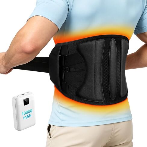 Cordless Heating Pad for Back Pain & Period Cramps, Portable Back Heating Pad Belt Heated Back Brace Rechargeable Wireless Support, 3 Heat & Auto Shut Off, Gifts for Father Dad Men Women in Saudi Arabia