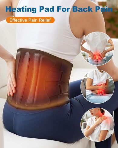 Cordless Heating Pad for Back Pain & Period Cramps, Portable Back Heating Pad Belt Heated Back Brace Rechargeable Wireless Support, 3 Heat & Auto Shut Off, Gifts for Father Dad Men Women in Saudi Arabia