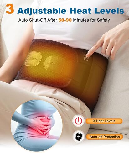 Cordless Heating Pad for Back Pain & Period Cramps, Portable Back Heating Pad Belt Heated Back Brace Rechargeable Wireless Support, 3 Heat & Auto Shut Off, Gifts for Father Dad Men Women in Saudi Arabia