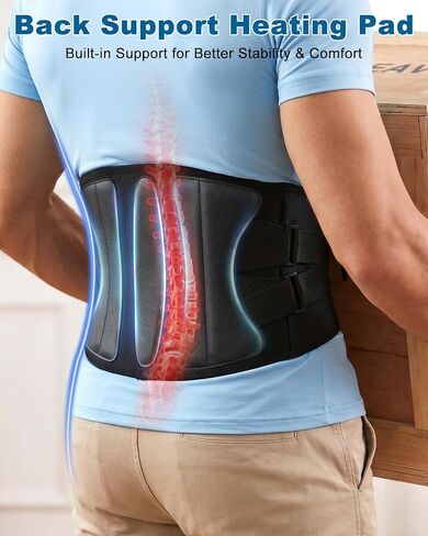 Cordless Heating Pad for Back Pain & Period Cramps, Portable Back Heating Pad Belt Heated Back Brace Rechargeable Wireless Support, 3 Heat & Auto Shut Off, Gifts for Father Dad Men Women in Saudi Arabia