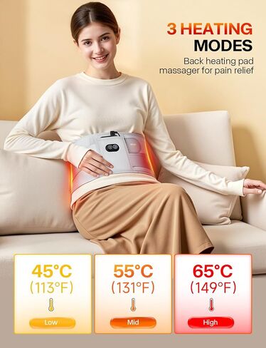ALLJOY 10000mAh Cordless Heating Pad for Back Pain Relief FSA Eligible HSA, 67" Lower Back Massager with 3 Heat 3 Vibration, Portable Heating Pad for Cramps, Birthday Gifts for Women Men Mom Dad in Saudi Arabia