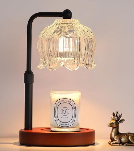 MEIXISUE Pink Flower Candle Warmer Lamp with Timer Dimmer, Adjustable Height No Flame Wax Warmer for Jar Candles, Ideal Gifts for Mom Women, ‌Housewarming New Home Bedroom Decor with 2 Bulbs in Saudi Arabia