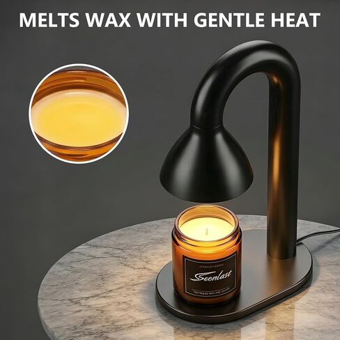 seenlast Candle Warmer Lamp Black – Industrial Minimalist for Home | Electric Wax Warmer with Timer & Dimmer, Black Lamp - Solid Metal for Bar Counter, Living Room, Housewarming Birthday Gift in Saudi Arabia