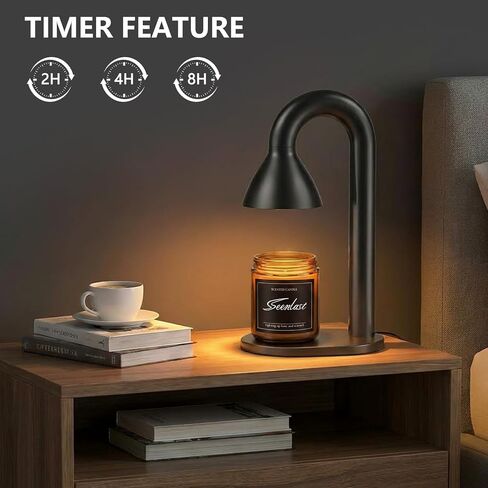 seenlast Candle Warmer Lamp Black – Industrial Minimalist for Home | Electric Wax Warmer with Timer & Dimmer, Black Lamp - Solid Metal for Bar Counter, Living Room, Housewarming Birthday Gift in Saudi Arabia