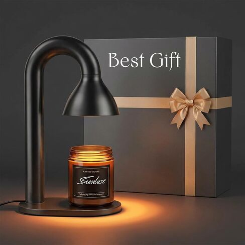 seenlast Candle Warmer Lamp Black – Industrial Minimalist for Home | Electric Wax Warmer with Timer & Dimmer, Black Lamp - Solid Metal for Bar Counter, Living Room, Housewarming Birthday Gift in Saudi Arabia