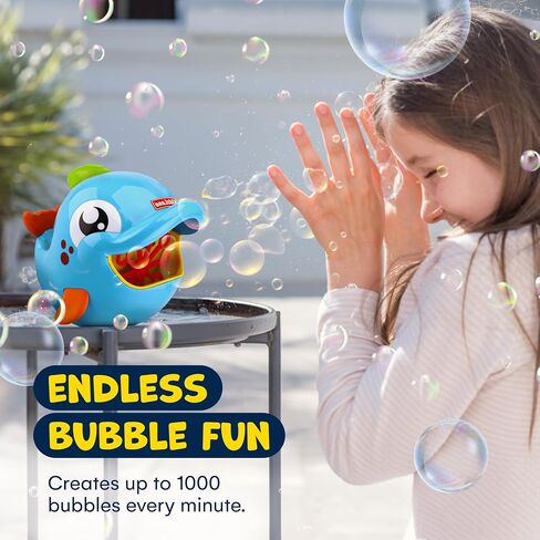 Kidzlane Bubble Maker Machine for Kids - Big Bubbles Speed Blower for Toddler's Outdoor Party Play - Makes 500 to 1000 per Minute (Bubble Dolphin) in Saudi Arabia