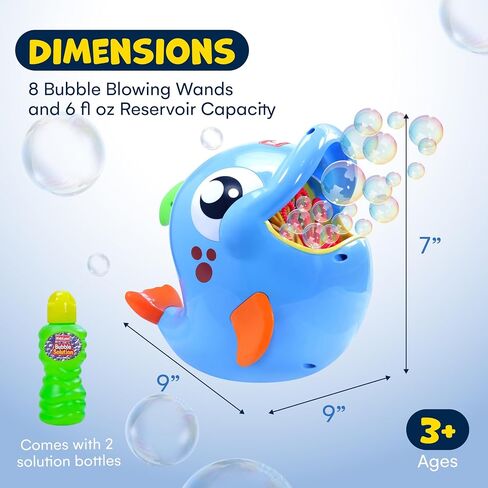 Kidzlane Bubble Maker Machine for Kids - Big Bubbles Speed Blower for Toddler's Outdoor Party Play - Makes 500 to 1000 per Minute (Bubble Dolphin) in Saudi Arabia