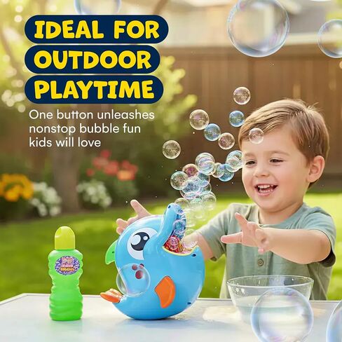 Kidzlane Bubble Maker Machine for Kids - Big Bubbles Speed Blower for Toddler's Outdoor Party Play - Makes 500 to 1000 per Minute (Bubble Dolphin) in Saudi Arabia