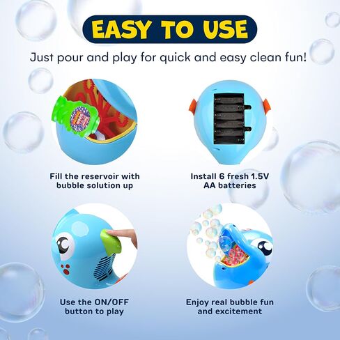 Kidzlane Bubble Maker Machine for Kids - Big Bubbles Speed Blower for Toddler's Outdoor Party Play - Makes 500 to 1000 per Minute (Bubble Dolphin) in Saudi Arabia