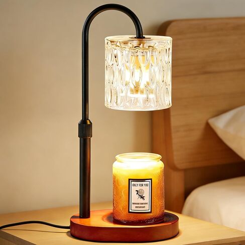 Dreamholder Electric Candle Warmer Lamp with Timer, Dimmable Candle Lamp with Adjustable Height, Wax Melter for Jar Candles Wood Base Floral Home Decor Gifts for Women Mom, Walnut Wood in Saudi Arabia