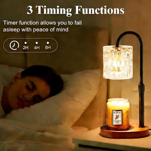 Dreamholder Electric Candle Warmer Lamp with Timer, Dimmable Candle Lamp with Adjustable Height, Wax Melter for Jar Candles Wood Base Floral Home Decor Gifts for Women Mom, Walnut Wood in Saudi Arabia
