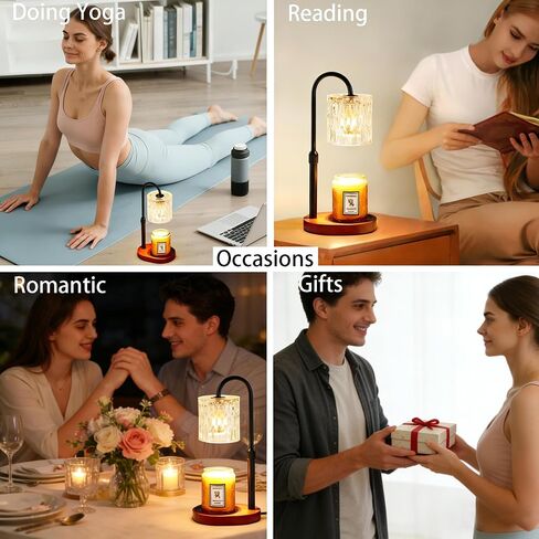 Dreamholder Electric Candle Warmer Lamp with Timer, Dimmable Candle Lamp with Adjustable Height, Wax Melter for Jar Candles Wood Base Floral Home Decor Gifts for Women Mom, Walnut Wood in Saudi Arabia