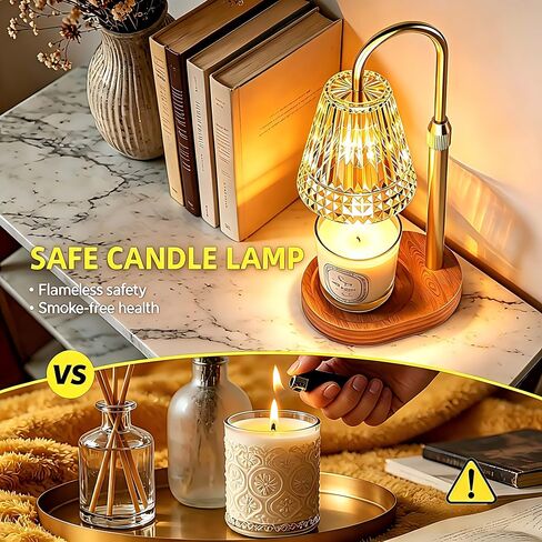 LIAPOTT Candle Warmer Lamp with Timer & Dimmer, Height Adjustable Wax Melt Warmer Lamp with 2 Bulbs for Jar Candles, Flameless Candle Warmer, Housewarming Gifts for New Home, Gifts for Women in Kuwait