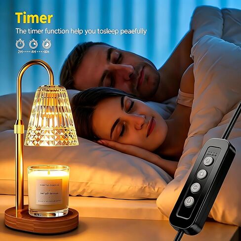 LIAPOTT Candle Warmer Lamp with Timer & Dimmer, Height Adjustable Wax Melt Warmer Lamp with 2 Bulbs for Jar Candles, Flameless Candle Warmer, Housewarming Gifts for New Home, Gifts for Women in Kuwait