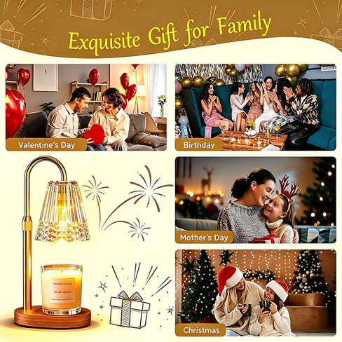 LIAPOTT Candle Warmer Lamp with Timer & Dimmer, Height Adjustable Wax Melt Warmer Lamp with 2 Bulbs for Jar Candles, Flameless Candle Warmer, Housewarming Gifts for New Home, Gifts for Women in Kuwait