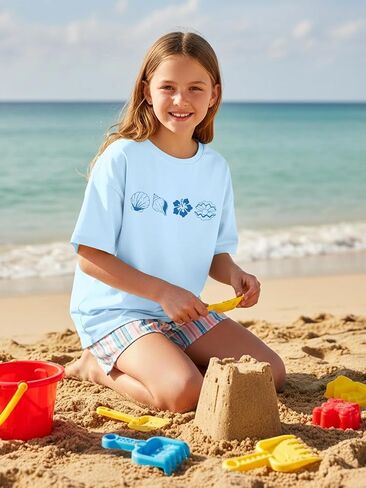Tewmeu Hawaiian Shirts for Girls Oversize Beach Outfits Hibiscus Flower Shirt Teens Summer Vacation Clothes 7-14 Year in Saudi Arabia