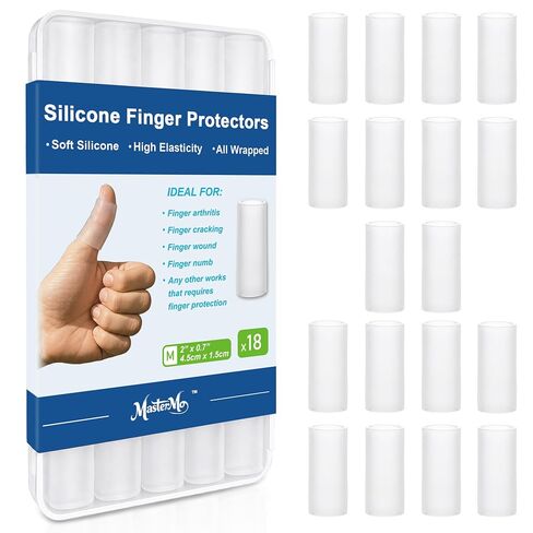 Gel Finger Cots Protectors, Silicone Fingers Covers Bandages Caps Sleeves for Fingertip Thumb Protection, Ideal for Trigger, Arthritis, Cracking, Blisters, Callus, Hangnail & Pain Relief (Clear, M, 10PCS) in Saudi Arabia