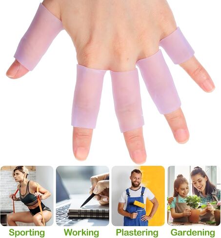 20Pcs Silicone Finger Protectors, Gel Finger Sleeves for Pain Relief Fingers Cots for Cracked Skin Blisters Calluses Trigger Fingers(Purple) in Kuwait