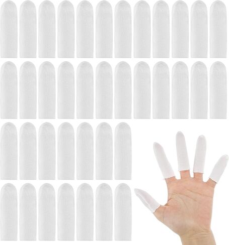 200 Pcs Cotton Finger Sleeves, Cotton Finger Cots Fingers Toe Sleeves & Thumb Protectors for Fingertips Protection, Comfortable and Breathable (White) in Saudi Arabia