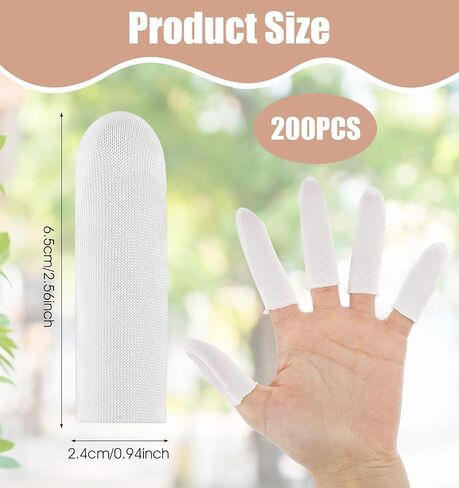 200 Pcs Cotton Finger Sleeves, Cotton Finger Cots Fingers Toe Sleeves & Thumb Protectors for Fingertips Protection, Comfortable and Breathable (White) in Saudi Arabia