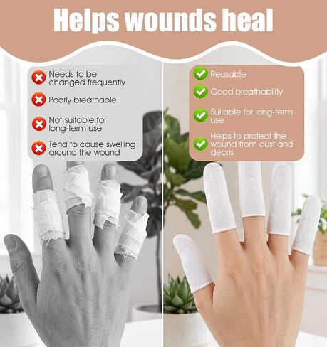 200 Pcs Cotton Finger Sleeves, Cotton Finger Cots Fingers Toe Sleeves & Thumb Protectors for Fingertips Protection, Comfortable and Breathable (White) in Saudi Arabia