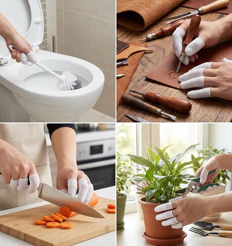 200 Pcs Cotton Finger Sleeves, Cotton Finger Cots Fingers Toe Sleeves & Thumb Protectors for Fingertips Protection, Comfortable and Breathable (White) in Saudi Arabia