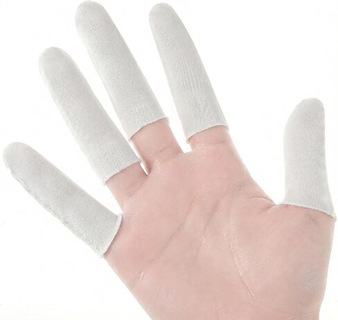 100 Pcs Finger Cloth Finger Sleeve Cotton Fingers Cots White Toe Sleeves Fingers Gauze Sleeve Thumb Protector Covers Condom Fingertips Protective Cushion Comfortable Reusable for Men Women in Kuwait