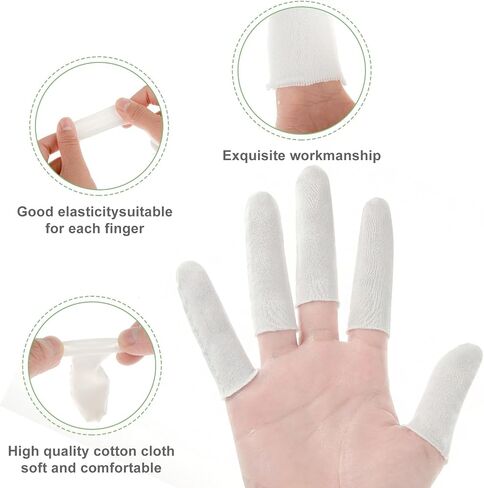 100 Pcs Finger Cloth Finger Sleeve Cotton Fingers Cots White Toe Sleeves Fingers Gauze Sleeve Thumb Protector Covers Condom Fingertips Protective Cushion Comfortable Reusable for Men Women in Kuwait
