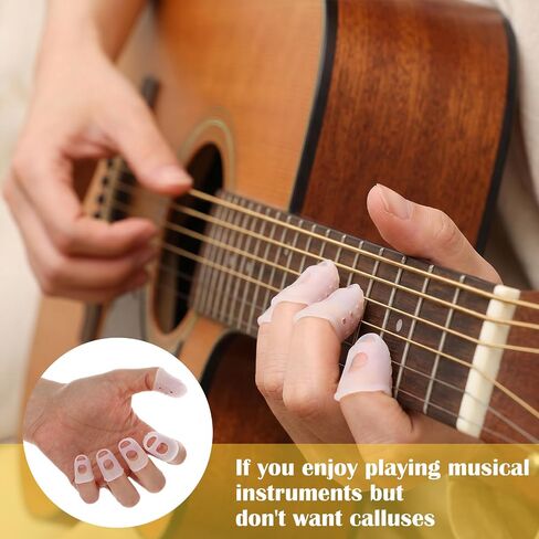 50 Pcs Guitar Fingertip Protectors, 5 Sizes Silicone Finger Tips Protectors with 10 Picks for Acoustic Electric Guitar Ukulele Banjo Mandolin, Reusable Practice Kit in Kuwait