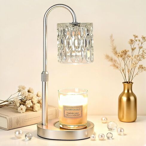 Dreamholder Electric Candle Warmer Lamp with Timer, Dimmable Candle Lamp with Adjustable Height, Wax Melter for Jar Candles Wood Base Floral Home Decor Gifts for Women Mom, Walnut Wood in Saudi Arabia