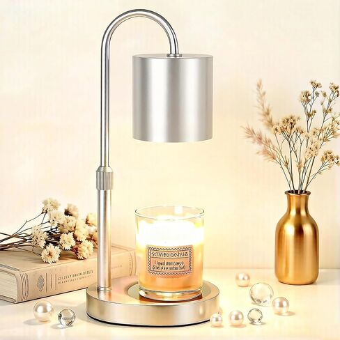 Dreamholder Electric Candle Warmer Lamp with Timer, Dimmable Candle Lamp with Adjustable Height, Wax Melter for Jar Candles Wood Base Floral Home Decor Gifts for Women Mom, Walnut Wood in Saudi Arabia