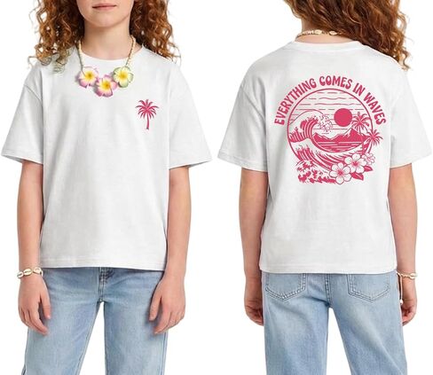 Tewmeu Hawaiian Shirts for Girls Oversize Beach Outfits Hibiscus Flower Shirt Teens Summer Vacation Clothes 7-14 Year in Saudi Arabia