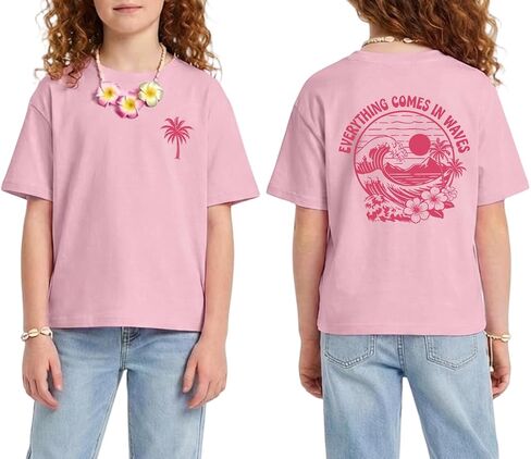 Tewmeu Hawaiian Shirts for Girls Oversize Beach Outfits Hibiscus Flower Shirt Teens Summer Vacation Clothes 7-14 Year in Saudi Arabia