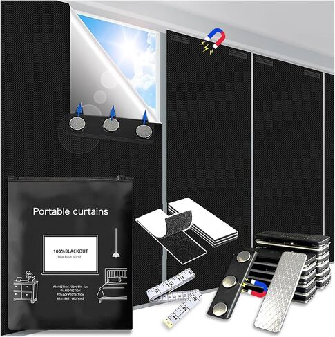 100% Blackout Curtains Blinds Portable Magnetic Window Shades Cover for Any Size/Shape Blackout Blinds for Baby Nursery, Bedroom, Caravan, Office with Magnetic Closure (118" x 57") in Saudi Arabia