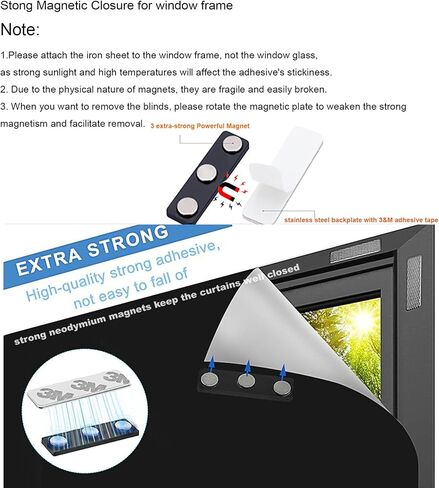 100% Blackout Curtains Blinds Portable Magnetic Window Shades Cover for Any Size/Shape Blackout Blinds for Baby Nursery, Bedroom, Caravan, Office with Magnetic Closure (118" x 57") in Saudi Arabia