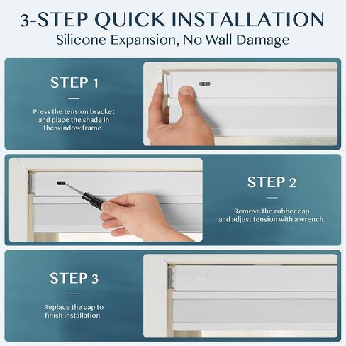 HESTIA No Drill Waterproof 99% Blackout Cellular Shades Top Down Bottom Up(TDBU) Easy Install Thermal Insulated Noise Reduction Cordless Honeycomb Blinds for Bedroom Bathroom Home, White, 31.5W X 54H in Saudi Arabia