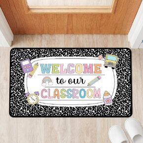 Tenceur Classroom Doormats Back to School Teacher Door Mat Composition Notebook Classroom Doormat 17.7x31.5 Inch Composition Rug Non-Slip Educational Area Decor for Kindergarten Primary School in Kuwait