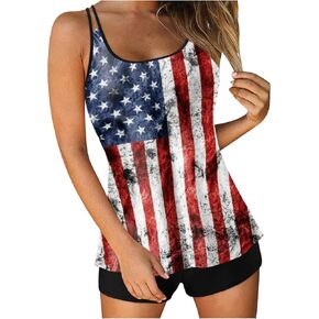 American Flag Swimsuits for Women 2 Piece Bathing Suits Tummy Control Tankini USA 4Th of July Patriotic Swimsuit in Saudi Arabia