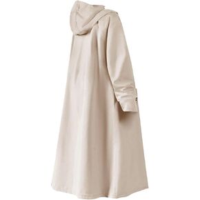 Rain Poncho Hooded Waterproof Raincoat Long Oxford Cloth Jacket with Full Coverage Windproof Reusable Feature Suitable for Men Women Outdoor Commuting, Khaki L in Saudi Arabia