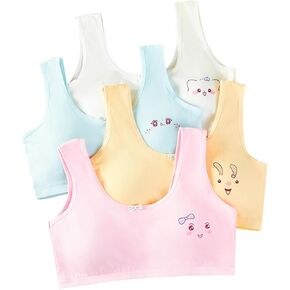4 Pack Girls Training Bras for Ages 8-12, Cotton Tween Bras with Removable Pads, Soft First Bras for Growing Girls in Saudi Arabia