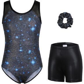 beautyin Gymnastics Leotards for Girls Sparkle Ballet Dance Unitards Biketards with Short & Hairband Athletic Tumbling Wear in Saudi Arabia